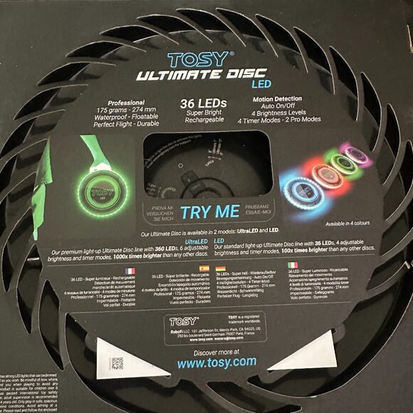 🥏 TOSY Ultimate Disc – 36 LEDs – NEW – Blue • Red • Green • Purple - Picture 2 of 2
